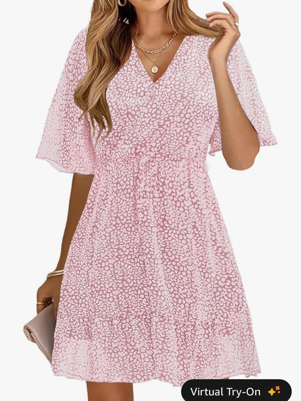 Amazon | Cheetah Print Mini Ruffle Dress - Picture 5 of 5